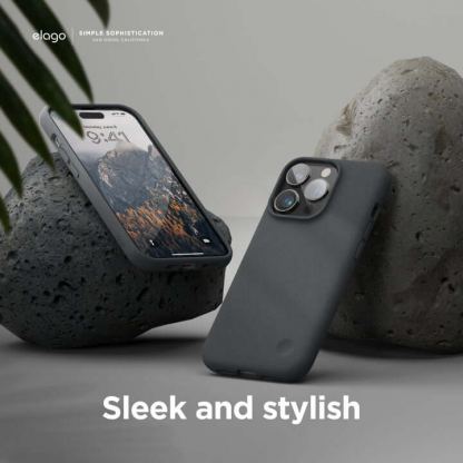 Elago Pebble Case - удароустойчив силиконов (TPU) калъф за iPhone 14 Pro (тъмносив) 2