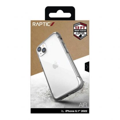 Raptic Air Hybrid Case - удароустойчив хибриден кейс за iPhone 14 (прозрачен-сребрист)  3