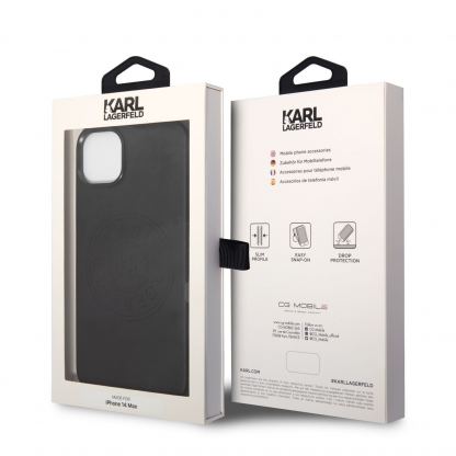 Karl Lagerfeld Leather Perforated Logo - дизайнерски кожен кейс за iPhone 14 Plus (черен) 2