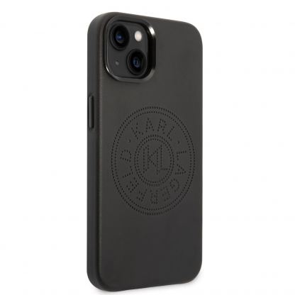 Karl Lagerfeld Leather Perforated Logo - дизайнерски кожен кейс за iPhone 14 Plus (черен) 5