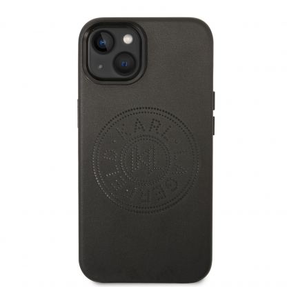 Karl Lagerfeld Leather Perforated Logo - дизайнерски кожен кейс за iPhone 14 Plus (черен) 6