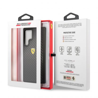 Ferrari Real Carbon Hard Case - хибриден удароустойчив кейс с карбоново покритие за Samsung Galaxy S22 Ultra (черен) 2
