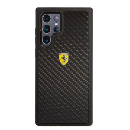 Ferrari Real Carbon Hard Case - хибриден удароустойчив кейс с карбоново покритие за Samsung Galaxy S22 Ultra (черен) 6