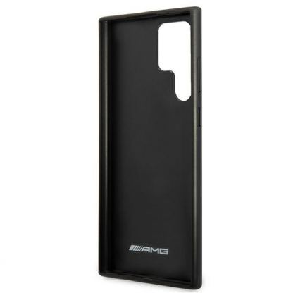 AMG Carbon Effect Leather Case - дизайнерски кожен кейс с висока защита за Samsung Galaxy S22 Ultra (черен) 3