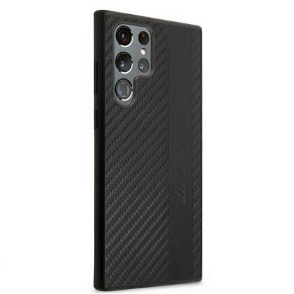 AMG Carbon Effect Leather Case - дизайнерски кожен кейс с висока защита за Samsung Galaxy S22 Ultra (черен) 6