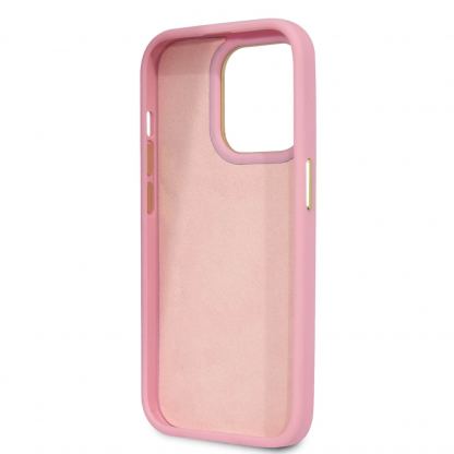 Guess PU Croco with Metal Camera Outline Case - дизайнерски кожен кейс за iPhone 14 Pro Max (розов) 2