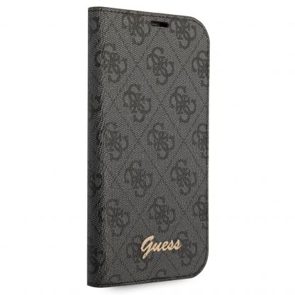 Guess 4G Metal Camera Outline Book Case - дизайнерски кожен калъф, тип портфейл за iPhone 14 Pro (черен) 5
