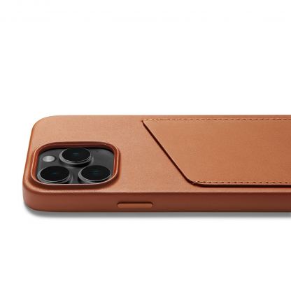 Mujjo Leather Wallet Case - премиум кожен кейс с джоб за кредитна карта за iPhone 14 Pro (кафяв) 3