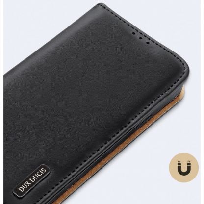 Dux Ducis Hivo Genuine Leather Flip Wallet Case - кожен калъф от естествена кожа с поставка и отделение за кр. карти за iPhone 14 Pro Max (кафяв) 13