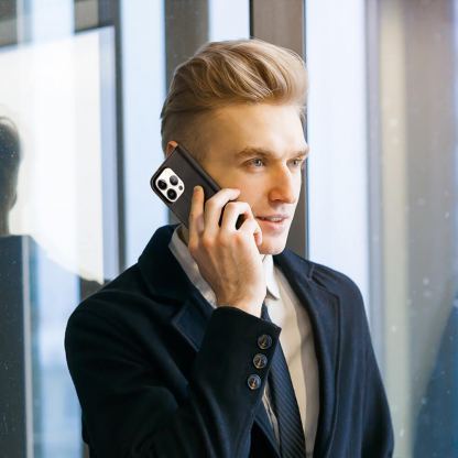 Dux Ducis Hivo Genuine Leather Flip Wallet Case - кожен калъф от естествена кожа с поставка и отделение за кр. карти за iPhone 14 Pro (черен) 6