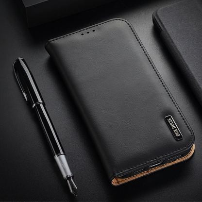 Dux Ducis Hivo Genuine Leather Flip Wallet Case - кожен калъф от естествена кожа с поставка и отделение за кр. карти за iPhone 14 Pro (черен) 11