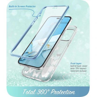 i-Blason Cosmo SupCase Protective Case - удароустойчив хибриден кейс с вграден протектор за дисплея за iPhone 14 Pro Max (син-прозрачен) 5