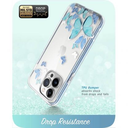 i-Blason Cosmo SupCase Protective Case - удароустойчив хибриден кейс с вграден протектор за дисплея за iPhone 14 Pro Max (син-прозрачен) 6