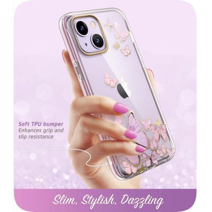 i-Blason Cosmo SupCase Protective Case - удароустойчив хибриден кейс с вграден протектор за дисплея за iPhone 14 Plus (лилав-прозрачен) 4