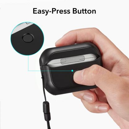 ESR AirPods Pro Orbit Halolock MagSafe Case - хибриден удароустойчив кейс с връзка за ръка съвместим с MagSafe за Apple AirPods Pro 2, AirPods Pro (черен) 2