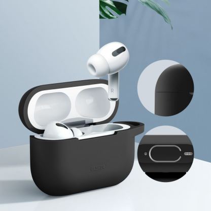 ESR AirPods Pro Bounce Carrying Case - силиконов калъф с карабинер за Apple Airpods Pro 2, AirPods Pro (черен) 6