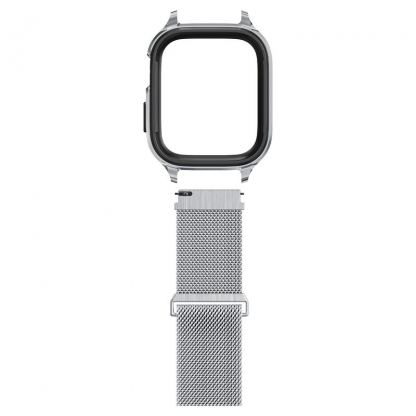 Spigen Metal Fit Pro - удароустойчив хибриден кейс със стоманена каишка за Apple Watch 8 45мм, Apple Watch 7 45мм (сребрист)  4
