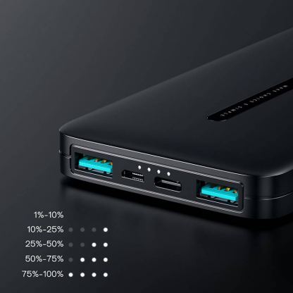 Joyroom JR-T012 Power Bank 10000 mAh - преносима външна батерия с USB-C порт, и 2xUSB-A изхода (черен) 5