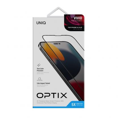 Uniq Optix Vivid Full Cover Tempered Glass - калено стъклено защитно покритие за дисплея на iPhone 14 Plus, iPhone 13 Pro Max (черен-прозрачен) 2