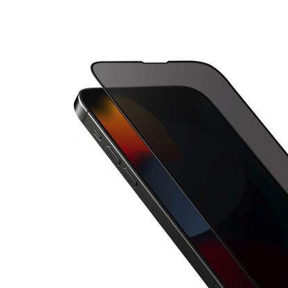 Uniq Optix Privacy Full Cover Tempered Glass - калено стъклено защитно покритие с определен ъгъл на виждане за дисплея на iPhone 14 Pro (черен-прозрачен) 3