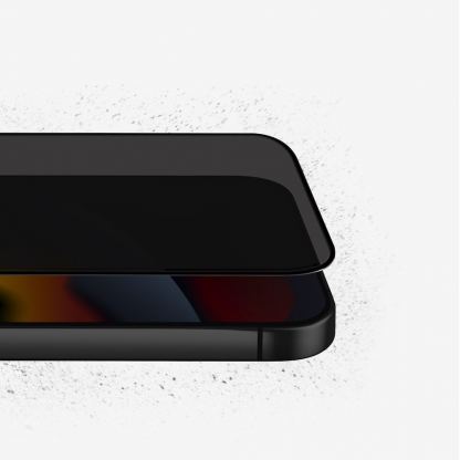 Uniq Optix Privacy Full Cover Tempered Glass - калено стъклено защитно покритие с определен ъгъл на виждане за дисплея на iPhone 14 Pro (черен-прозрачен) 5