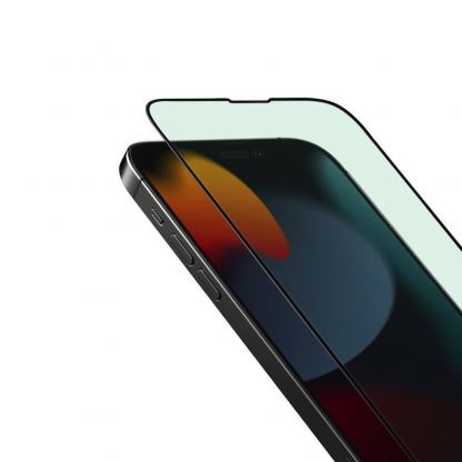 Uniq Optix VisionCare Tempered Glass with Anti Blue Light - калено стъклено защитно покритие със защитен филтър за дисплея на iPhone 14 Pro (черен-прозрачен) 6