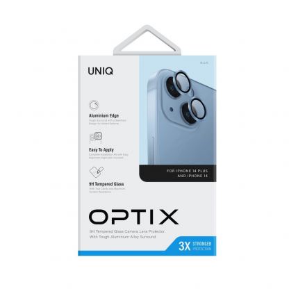 Uniq Optix Camera Tempered Glass Lens Protector - предпазни стъклени лещи за камерата на iPhone 14, iPhone 14 Plus (син) 3