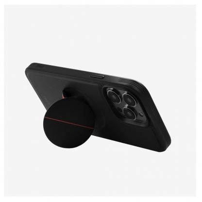 Uniq Novo Case With Foldable Stand - хибриден удароустойчив кожен кейс с поставка против изпускане за iPhone 14 Pro (черен) 2