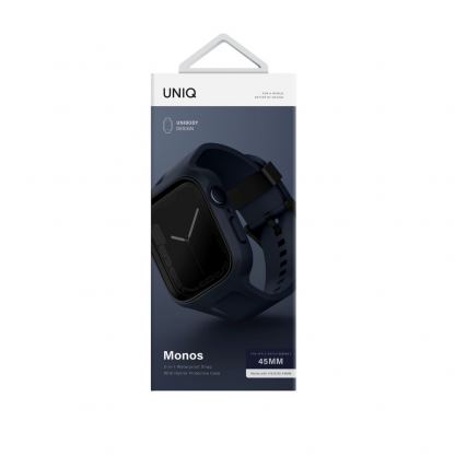 Uniq Monos 2in1 Protective Case With Strap - удароустойчив TPU кейс с вградена каишка за Apple Watch 44мм, 45мм (син) 3