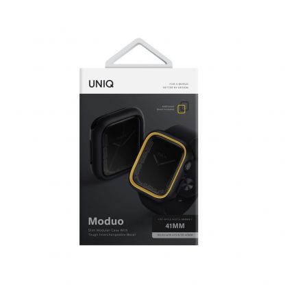 Uniq Moduo Apple Watch Case - силиконов (TPU) кейс с две сменяеми поликарбонатни части за Apple Watch 7 41мм, Apple Watch 8 41мм (черен) 3