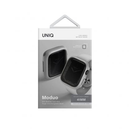 Uniq Moduo Apple Watch Case - силиконов (TPU) кейс с две сменяеми поликарбонатни части за Apple Watch 7 41мм, Apple Watch 8 41мм (сив) 3
