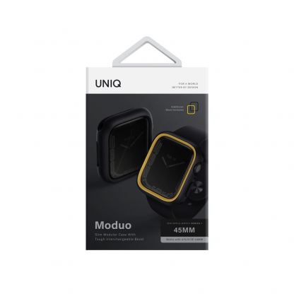 Uniq Moduo Apple Watch Case - силиконов (TPU) кейс с две сменяеми поликарбонатни части за Apple Watch 7 45мм, Apple Watch 8 45мм (черен) 3