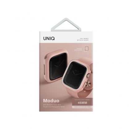 Uniq Moduo Apple Watch Case - силиконов (TPU) кейс с две сменяеми поликарбонатни части за Apple Watch 7 45мм, Apple Watch 8 45мм (розов) 4