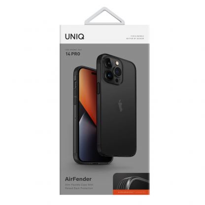 Uniq AirFender Slim Flexible Case - удароустойчив силиконов (TPU) калъф за iPhone 14 Pro (черен) 3