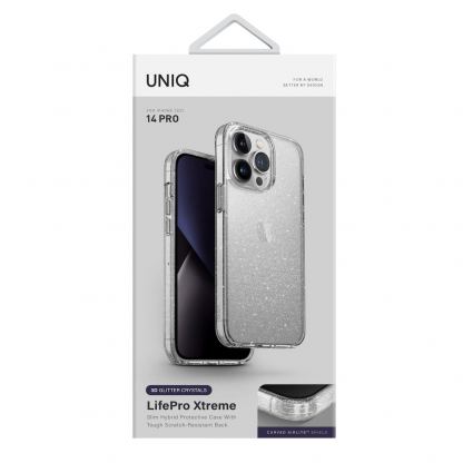 Uniq LifePro Xtreme Glitter Case - хибриден удароустойчив кейс за iPhone 14 Pro (прозрачен) 4