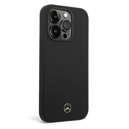 Mercedes-Benz Liquid Silicone Case - дизайнерски силиконов калъф за iPhone 14 Pro (черен) 2