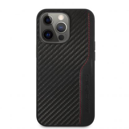 AMG Carbon Effect Leather Case - дизайнерски кожен кейс с висока защита за iPhone 14 Pro Max (черен) 2