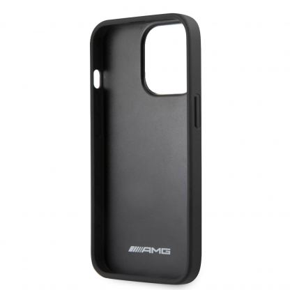 AMG Carbon Effect Leather Case - дизайнерски кожен кейс с висока защита за iPhone 14 Pro Max (черен) 5