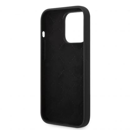 Guess Liquid Silicone Metal Logo MagSafe Case - силиконов (TPU) калъф с MagSafe за iPhone 14 Pro (черен)  5