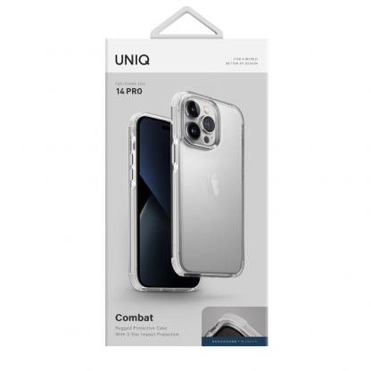 Uniq Combat Case - хибриден удароустойчив кейс за iPhone 14 Pro (бял-прозрачен) 6