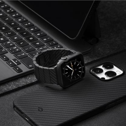 Pitaka Aramid Fiber Air Case - кевларен кейс за Apple Watch 7 45мм, Apple Watch 8 45мм (черен) 3