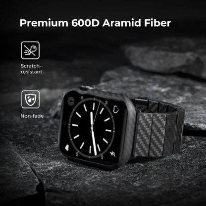 Pitaka Aramid Fiber Air Case - кевларен кейс за Apple Watch 7 45мм, Apple Watch 8 45мм (черен) 8