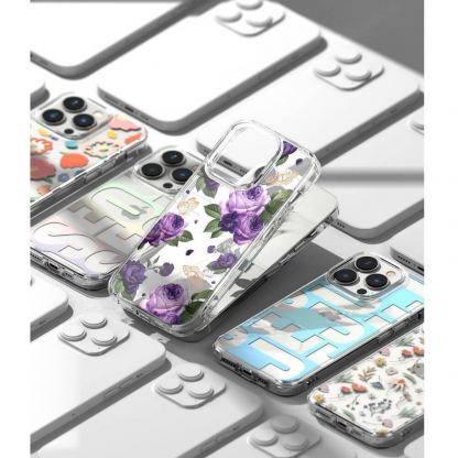 Ringke Fusion Dry Flowers Case - дизайнерски хибриден удароустойчив кейс за iPhone 14 Pro (прозрачен)  12