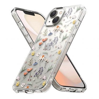 Ringke Fusion Dry Flowers Case - дизайнерски хибриден удароустойчив кейс за iPhone 14 (прозрачен)  4