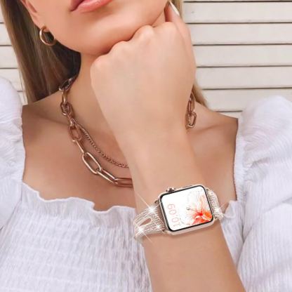 Kingxbar New Chameleon Band - силиконова каишка с кристали за Apple Watch 42мм, 44мм, 45мм, 46мм, Ultra 49мм (златист-розов) 3