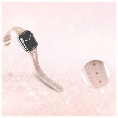 Kingxbar New Chameleon Band - силиконова каишка с кристали за Apple Watch 42мм, 44мм, 45мм, 46мм, Ultra 49мм (златист-розов) 9