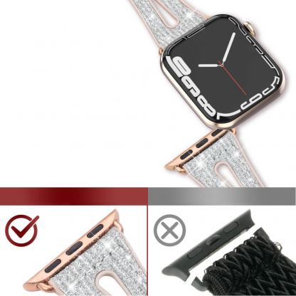 Kingxbar New Chameleon Band - силиконова каишка с кристали за Apple Watch 42мм, 44мм, 45мм, 46мм, Ultra 49мм (сребрист-розов) 9