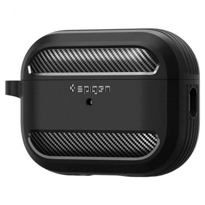 Spigen Rugged Armor Case - силиконов удароустойчив кейс с карабинер за Apple AirPods Pro 2 (черен) 2
