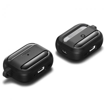 Spigen Rugged Armor Case - силиконов удароустойчив кейс с карабинер за Apple AirPods Pro 2 (черен) 3