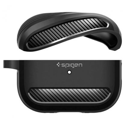 Spigen Rugged Armor Case - силиконов удароустойчив кейс с карабинер за Apple AirPods Pro 2 (черен) 5